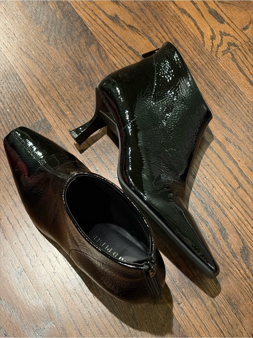 Donald J. Pliner Black Patent Leather Pointed Toe Ankle Booties Dazha Boots